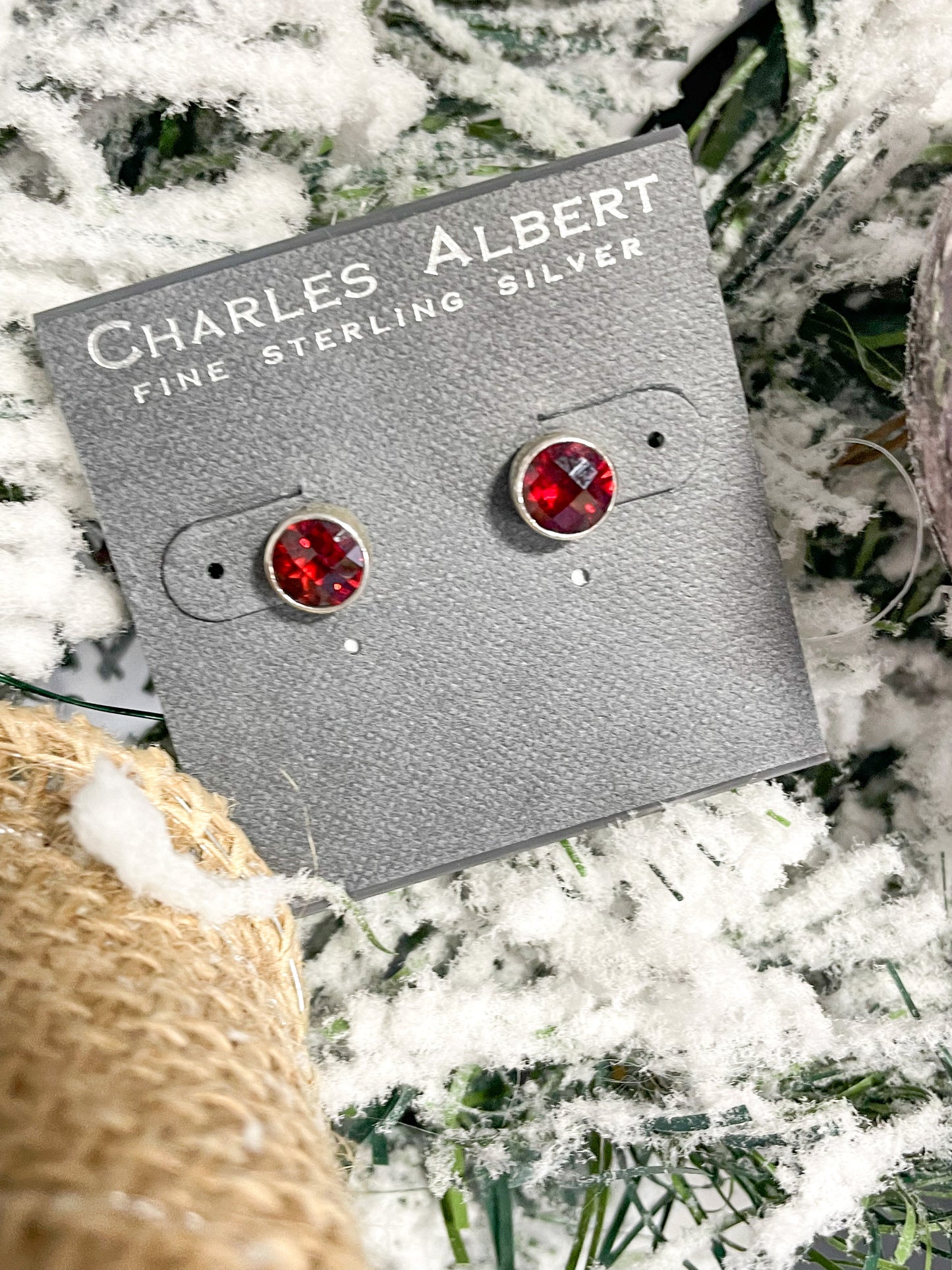 Garnet Post Earring - Solid Sterling Silver