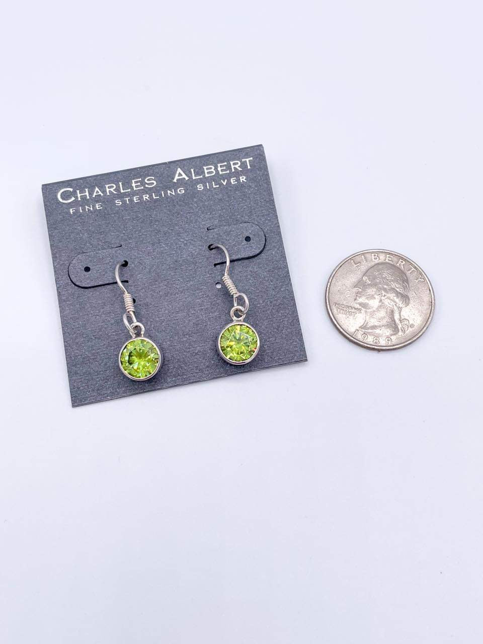 Synthetic Peridot Drop Earrings-Solid Sterling Silver