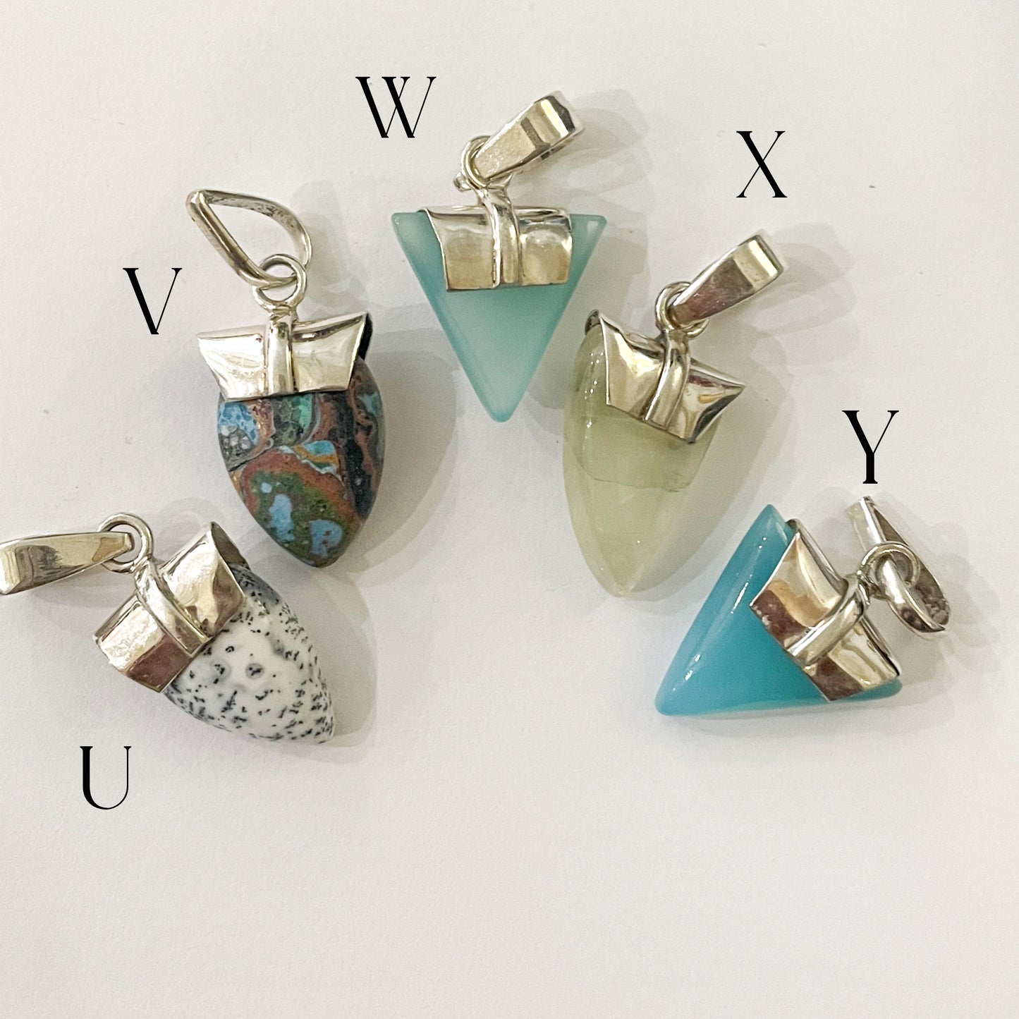Baby Natural Stone Pendant - Solid Sterling Silver