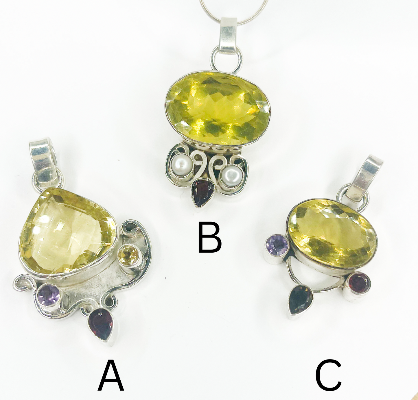 Citrine Pendant Mix-Solid Sterling Silver