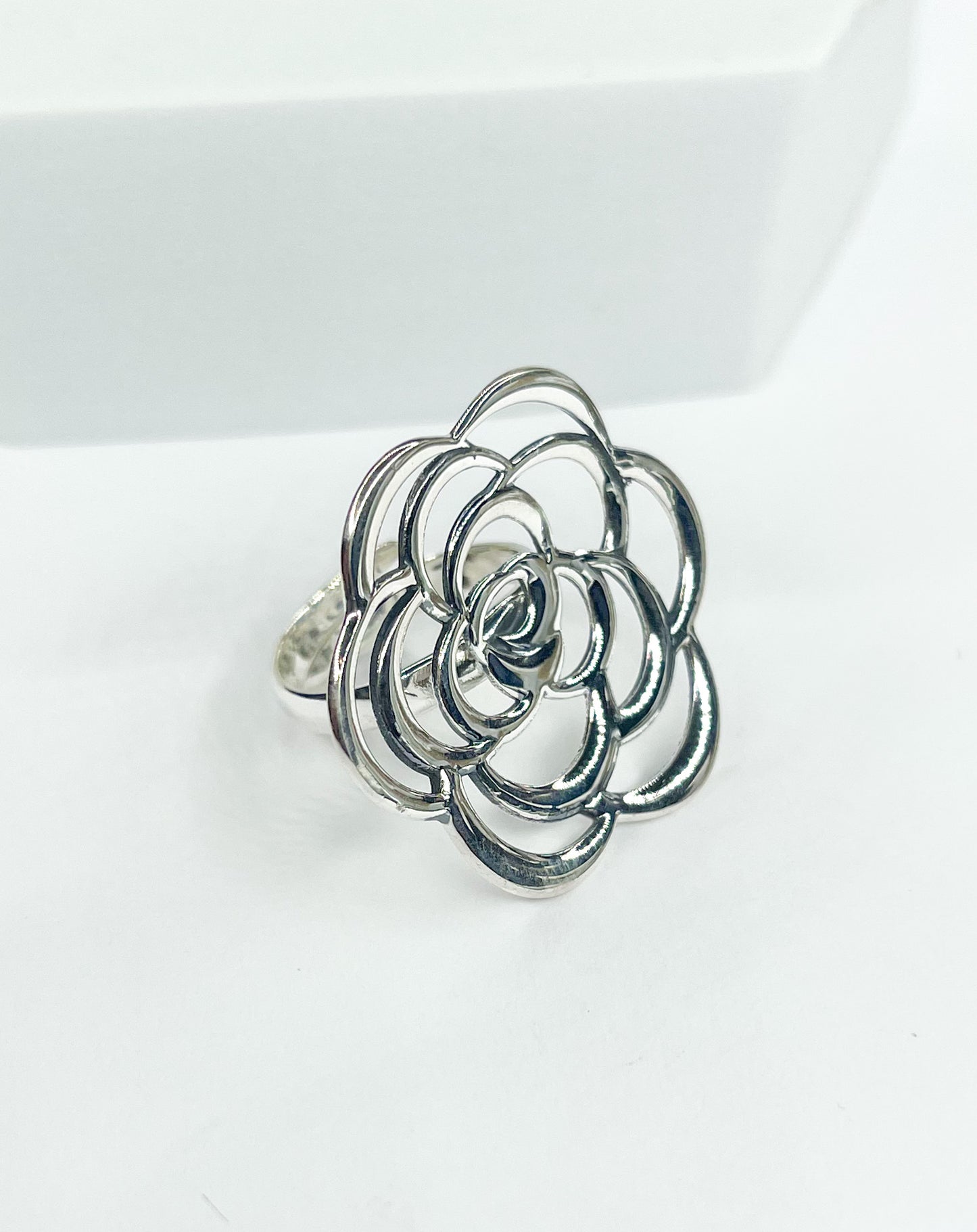 Filagree Flower Adjustable Ring-Solid Sterling Silver
