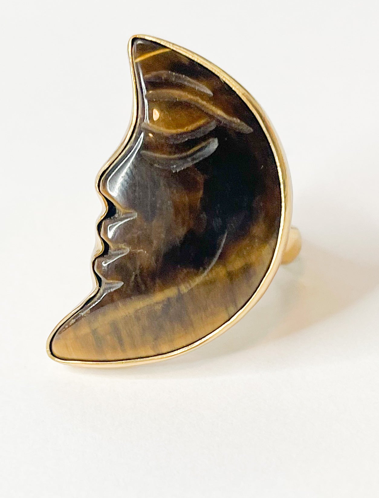 Tiger Eye Moon Adjustable Ring - Alchemia