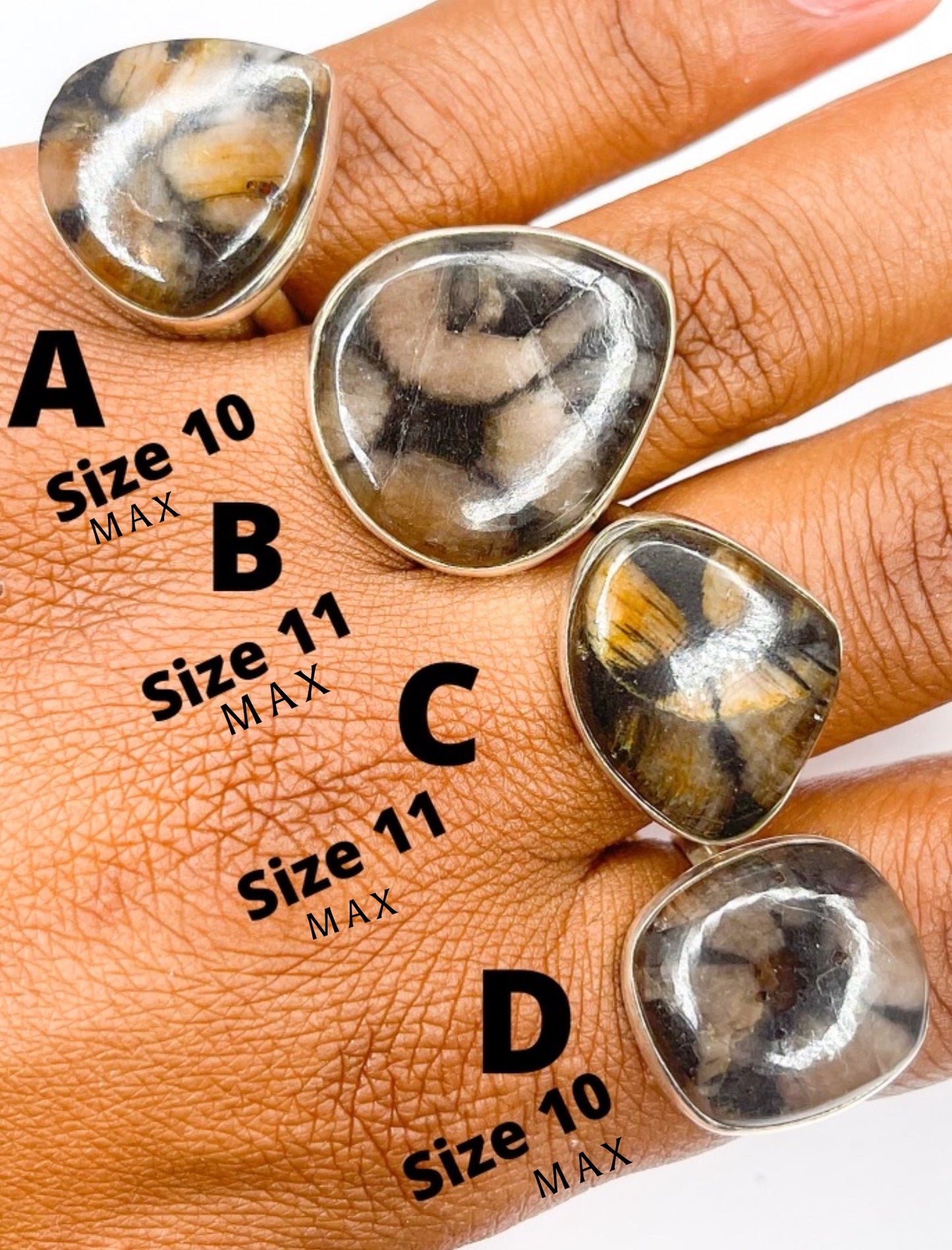 Chiastolite Ring- Solid Sterling Silver