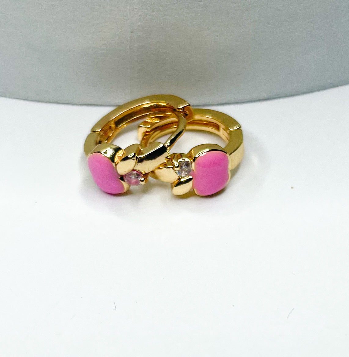 Apple Pink Enamel Huggies-18k Gold Filled