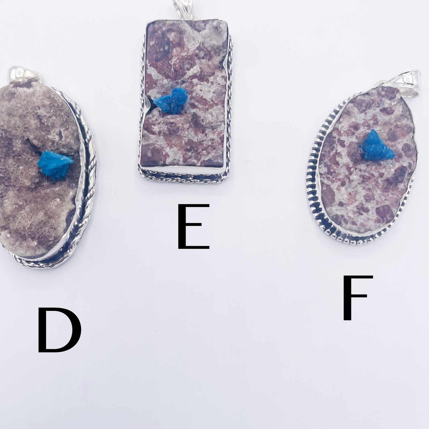 Canvas Druzy Pendant-Solid Sterling silver
