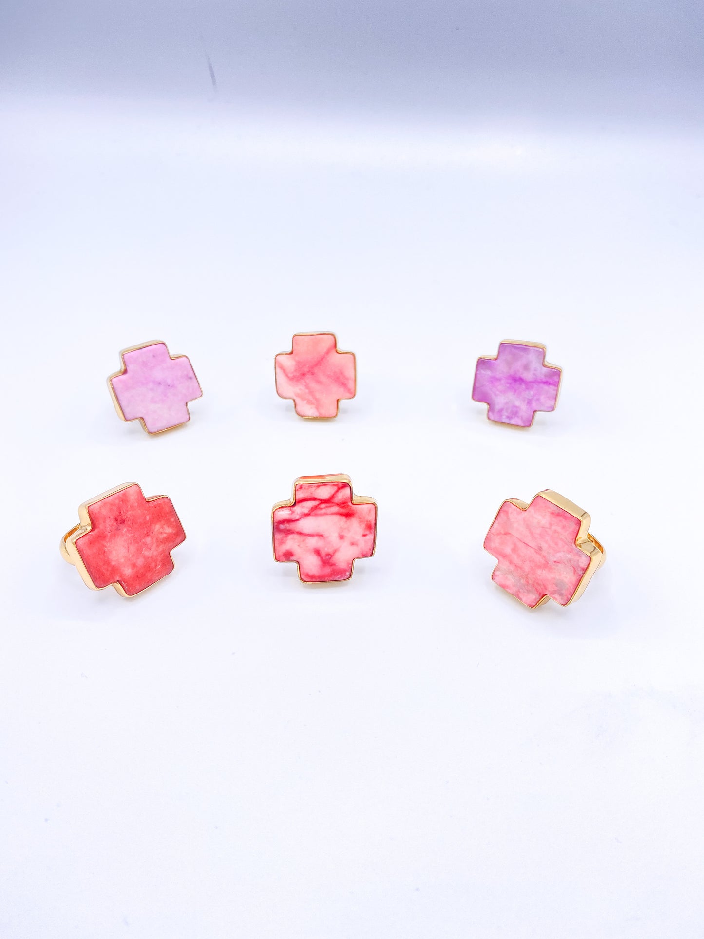 Cherry Quartz Cross Adjustable Ring-Alchemia