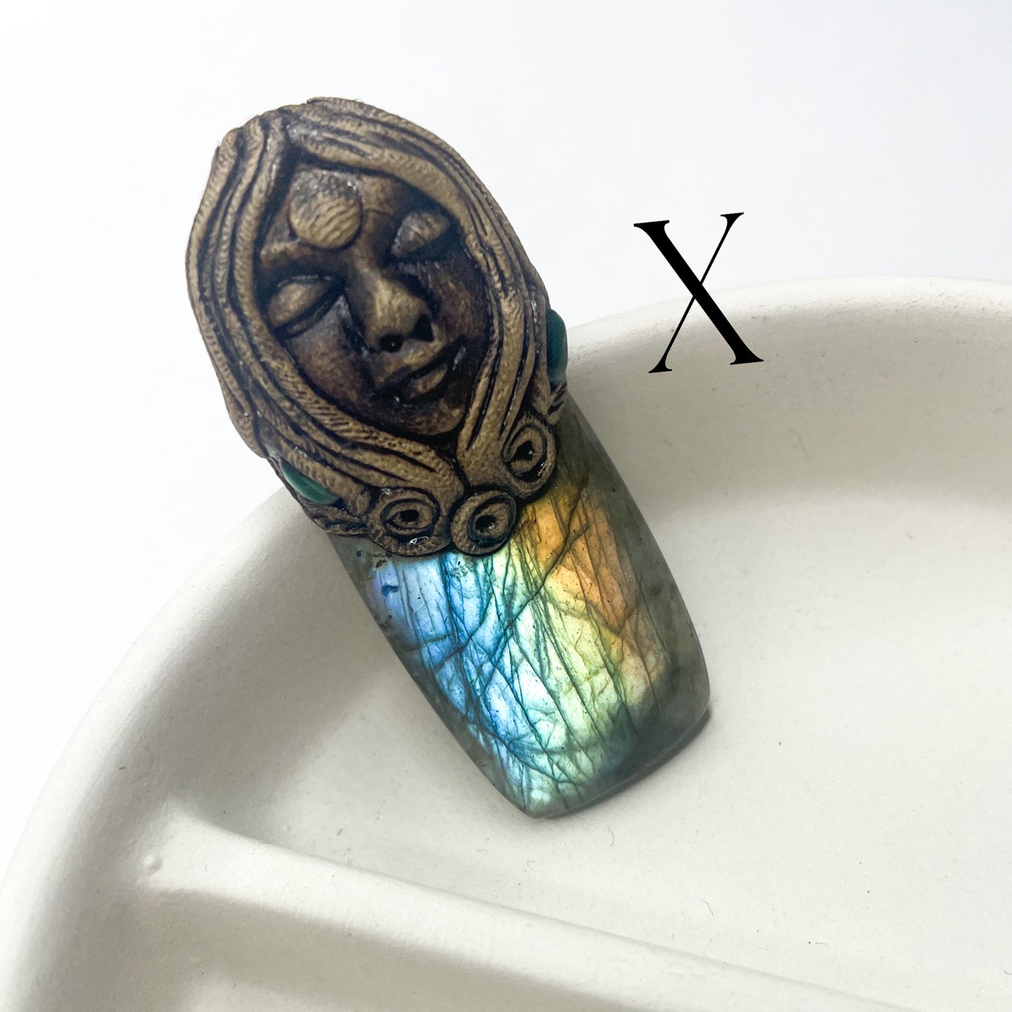 Face Labradorite Clay Pendants