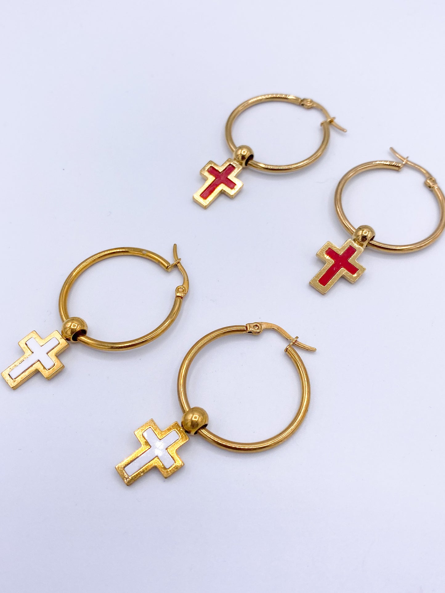 Cross Hoops-18k Gold Filled