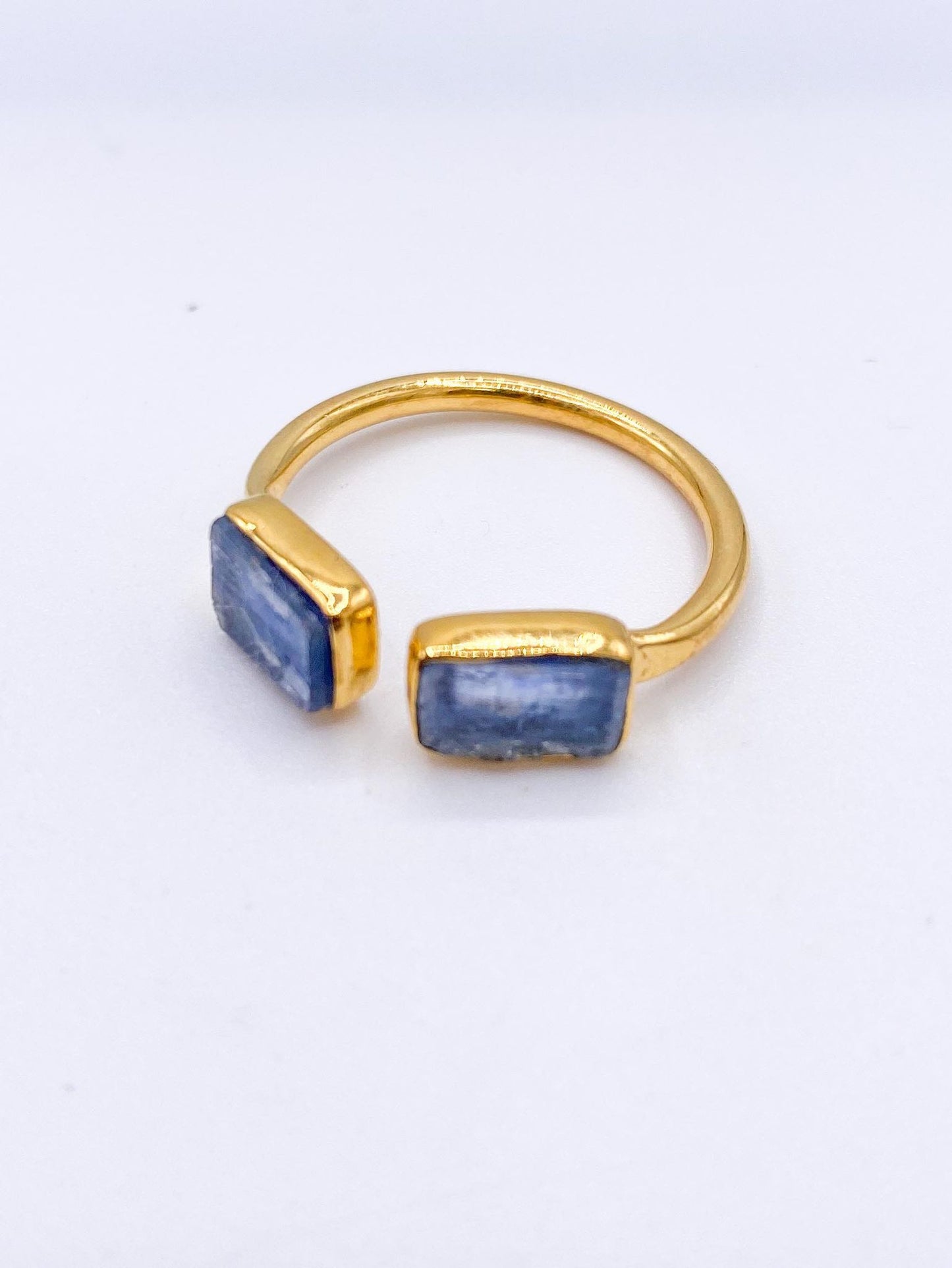 Blue Kyanite Bypass Ring - Solid Sterling Silver Plus 18k Plate
