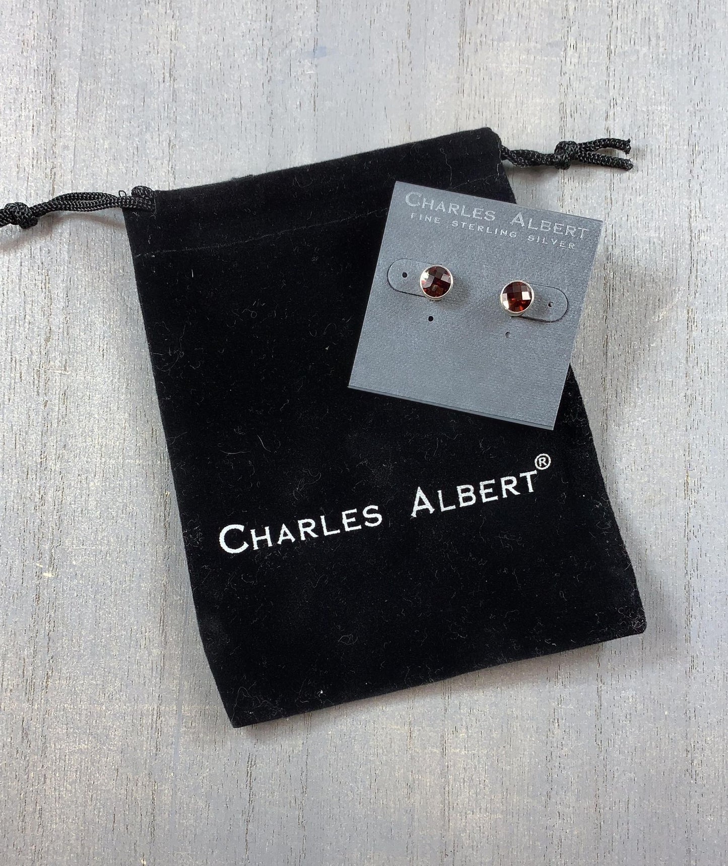 Garnet Post Earring - Solid Sterling Silver